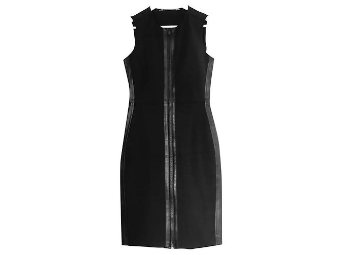 Reed Krakoff Vestido preto com acabamento em couro