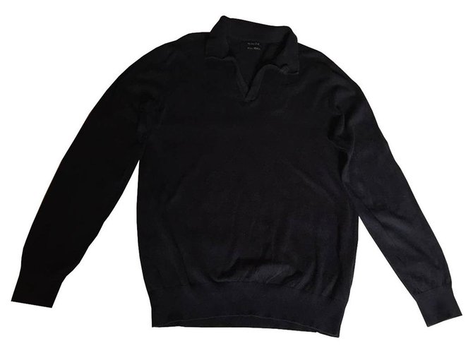 Massimo Dutti Sweaters Black Cotton Cashmere  ref.270744