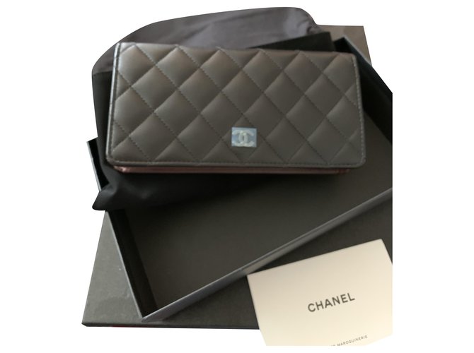 Chanel portafogli Nero Pelle Agnello Pelle  ref.270873