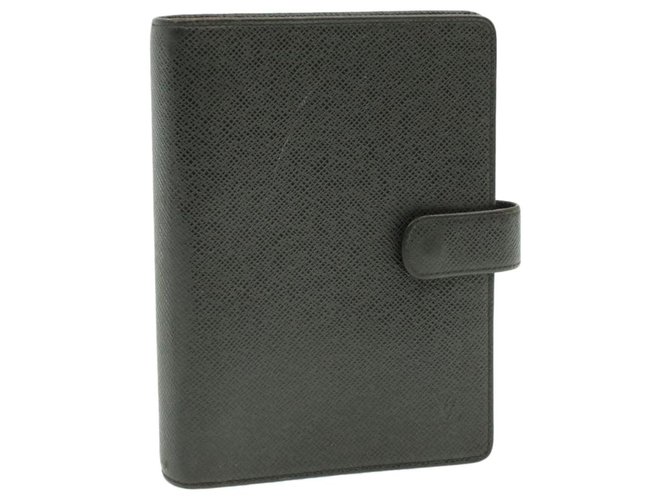 LOUIS VUITTON Taiga Agenda MM Day Planner Cover R20222 Ardoise LV Auth 14922 Grey Leather  ref.270922
