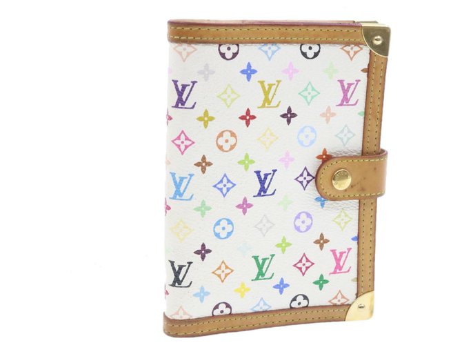 LOUIS VUITTON Multicolor Agenda PM Day Planner Cover White R20896 auth 18349 Cloth  ref.271037