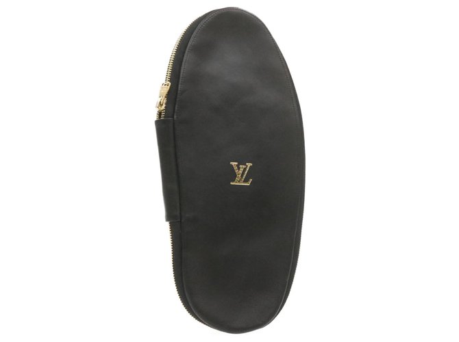 LOUIS VUITTON Supreme Leather Slipper Case Black LV Auth 20537  ref.271199