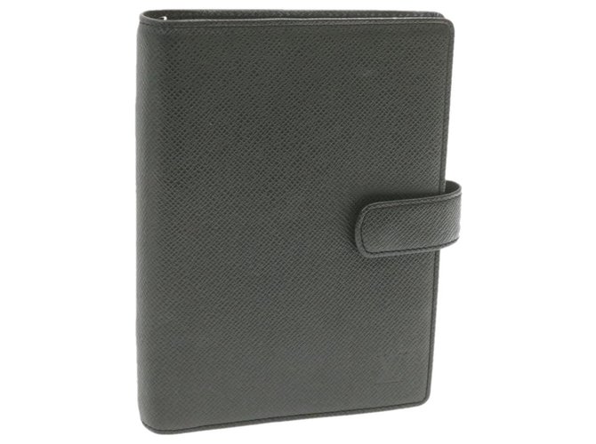 LOUIS VUITTON Taiga Agenda MM Day Planner Cover Ardoise R20222 LV Auth yk958 Black Leather  ref.271257