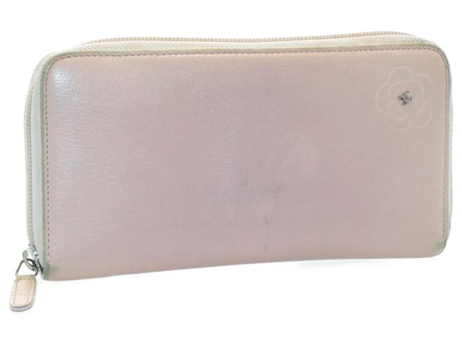 CHANEL Leather Long Wallet Pink CC Auth sa2984  ref.271288