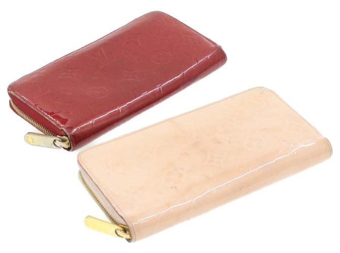 LOUIS VUITTON Monogram Vernis Zippy Wallet Long Wallet Red Pink 2Set Auth ar2921 Cloth  ref.271451