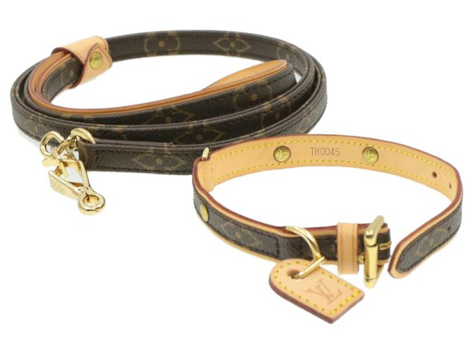 LOUIS VUITTON Monogram Baxter Dog Leash Collar Set LV Auth br118 Cloth  ref.271476