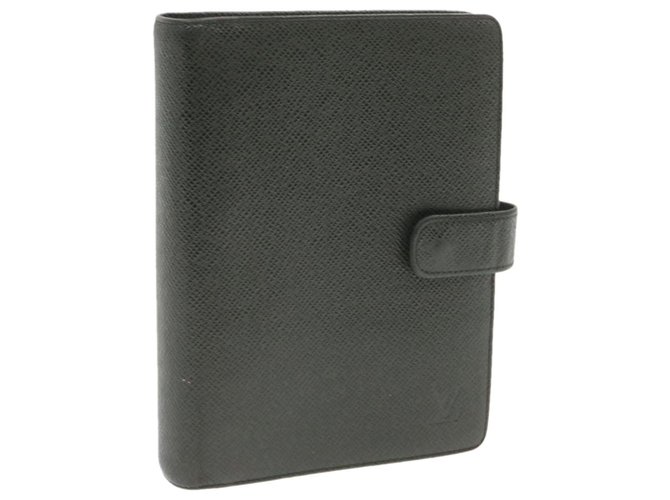 LOUIS VUITTON Taiga Agenda MM Day Planner Cover Ardoise R20222 LV Auth yk600 Black Leather  ref.271512
