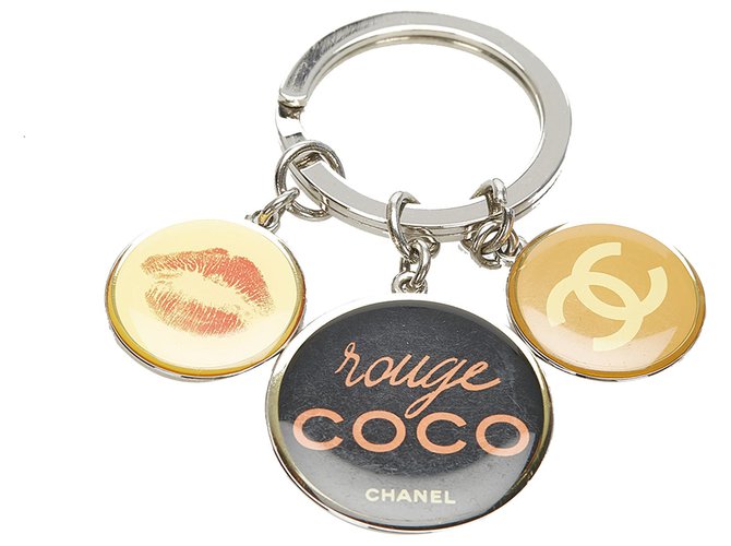 Porte-clés Chanel Silver CC Coco Métal Argenté Multicolore  ref.271806