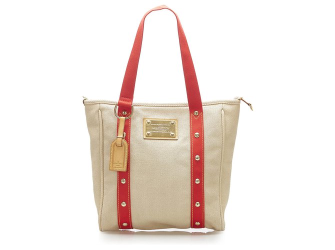 Louis Vuitton Louis Vuitton Cabas MM Beige x Red Antigua Canvas Tote