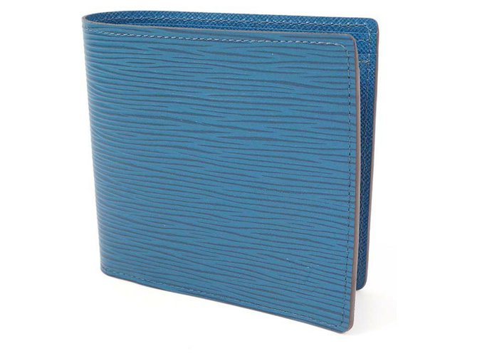 Louis Vuitton Portofeuilles MarcoNM Unisex Gefaltete Brieftasche blau Leder  ref.271949