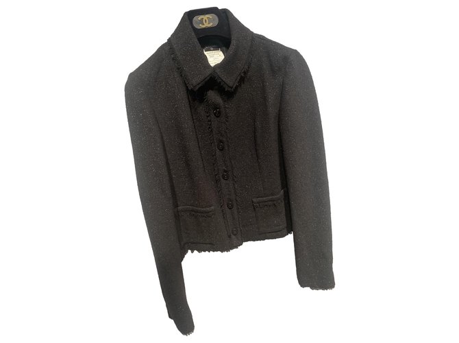 Chanel Jackets Black Wool  ref.271966