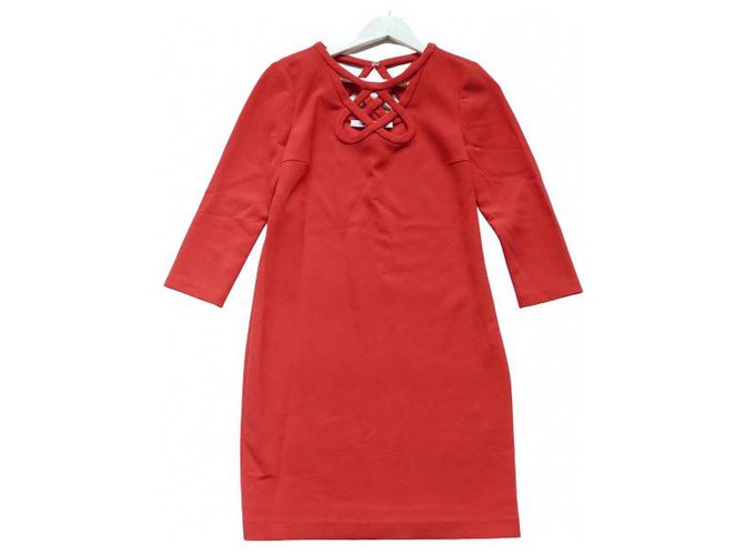 Diane Von Furstenberg Red Cut-out Neck Dress Synthetic  ref.271977