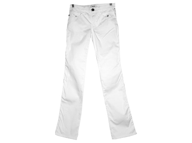 RARE MOSCHINO DONNA CASUAL PANTS White Cotton Elastane  ref.272003