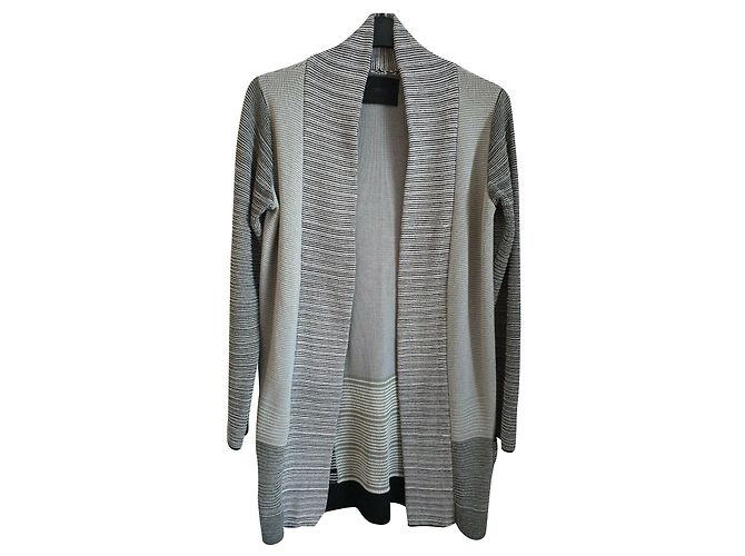 Gestuz langer Maxi Strickjacke Mantel Schwarz Grau Anthrazitgrau