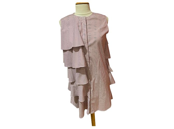 Vestido Monographie de algodón a rayas blanco y burdeos