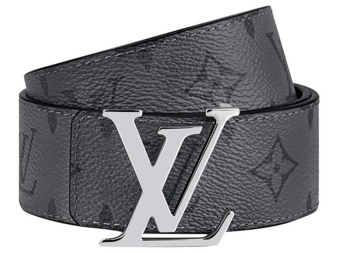 Louis Vuitton Men's Belt Reverso Eclipse Black Grey 95/38 Titanium Buckle
