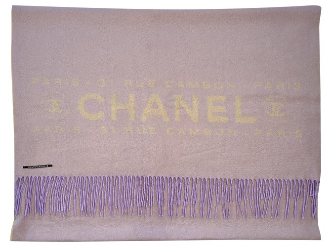 Chanel Scarves Beige Lavender Cashmere  ref.272231