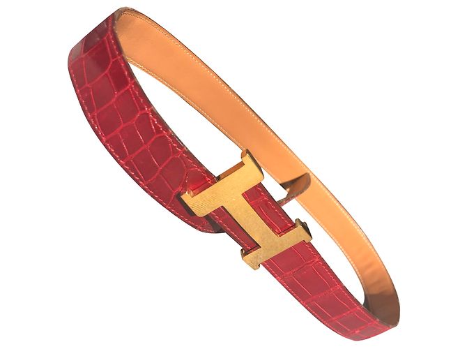 Hermès Gürtel aus rotem Lackkrokodil