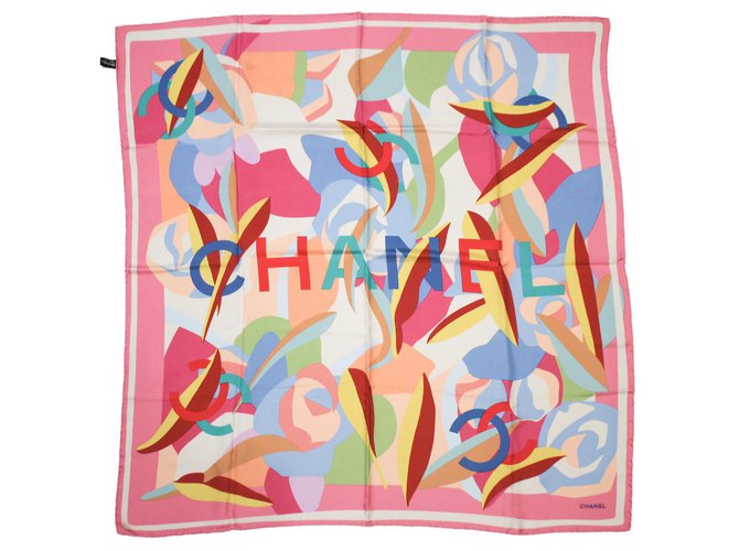 Chanel Echarpes Soie Rose  ref.272279