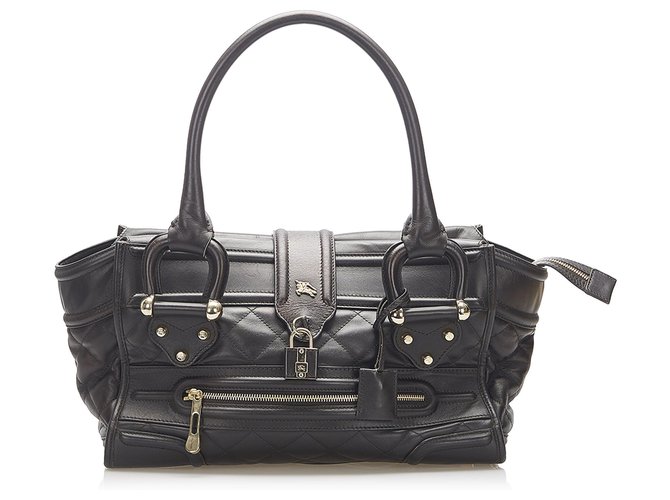 Burberry Black Manor Quilted Leather Bag Pony-style calfskin  ref.272434