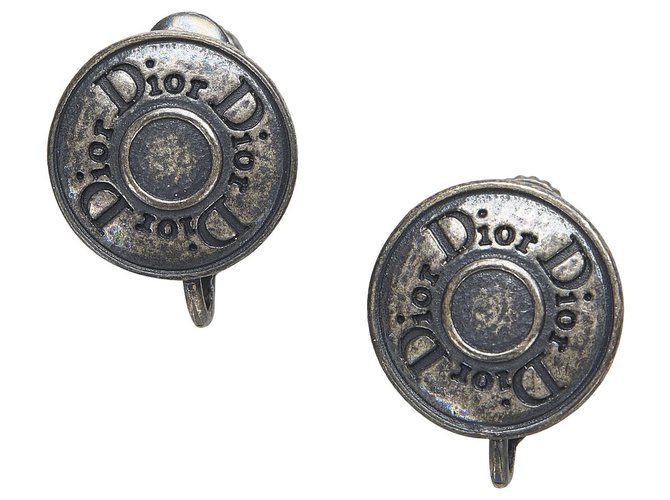 Brincos de clip com logotipo de prata Dior Metal  ref.272490