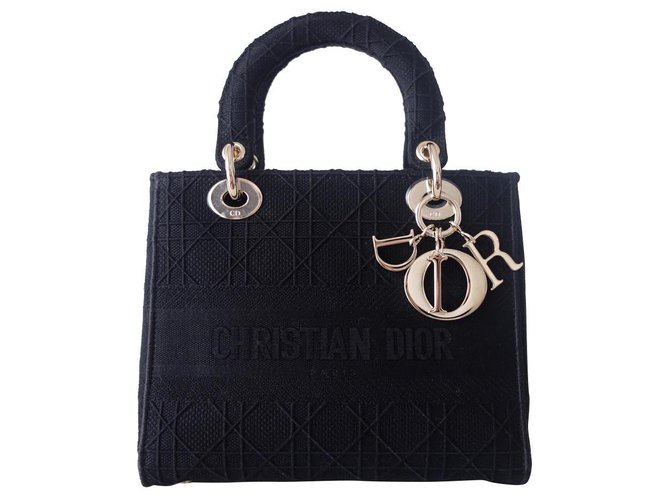 Lady Dior D'Lite bag Black Cloth  ref.272574