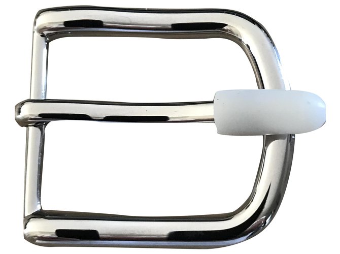 Hebilla de cinturón Hermès en acero bañado en paladio con acabado brillante Hardware de plata  ref.272596