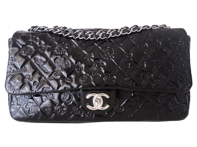Timeless CHANEL CLASSIC BAG MAXI BLACK Patent leather  ref.272599