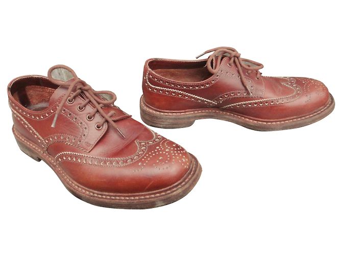 Derby brogue longwing Prada pelle marrone chiaro 42 
