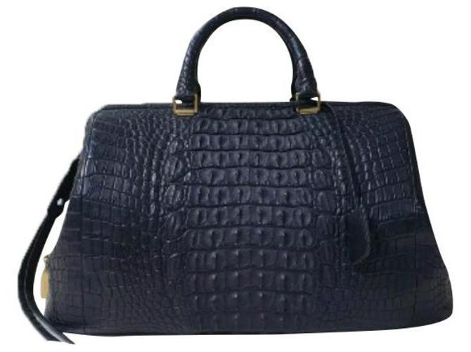 Céline Celine Crocodile Bowling Bag Black Exotic leather  ref.272671