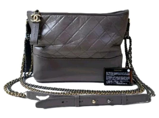 Chanel Gray Aged calf leather Gabriel Hobo Bag Grey  ref.272693