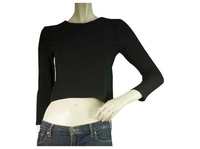 Alice + Olivia Black Viscose with Back & Side Zippers Cropped Top Size XS  ref.272714