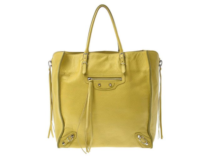 Balenciaga Papier Leather Tote Green