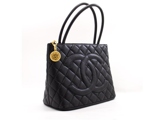 Chanel Vintage Black Quilted Caviar Medallion Tote Gold Hardware, 1997-1999  Available For Immediate Sale At Sotheby's