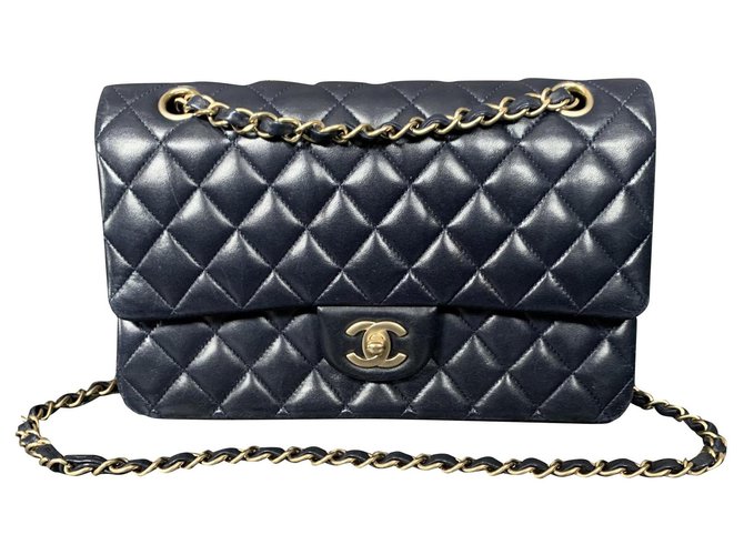 Chanel Timeless/ Vlassic Dark blue Leather  ref.272749