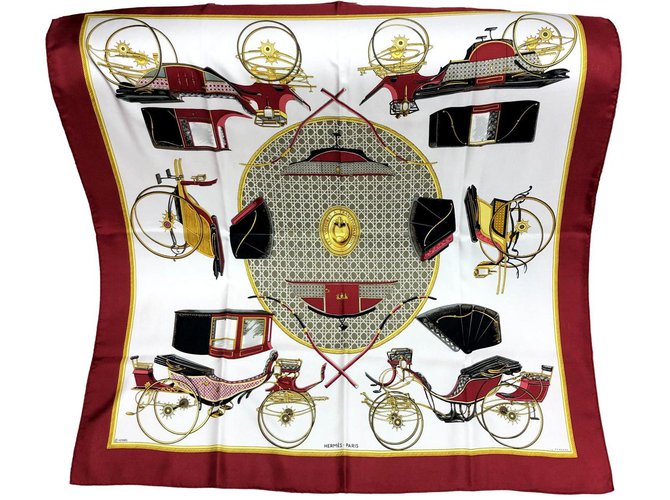 Carré Hermès "Transformation cars" by F. de la Perrière Multiple colors Silk  ref.272783