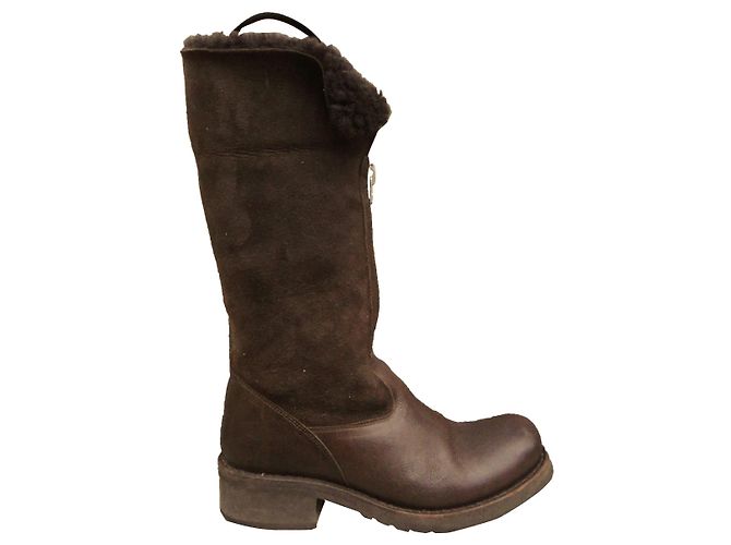 Free Lance lined boots Geronimo model Dark brown