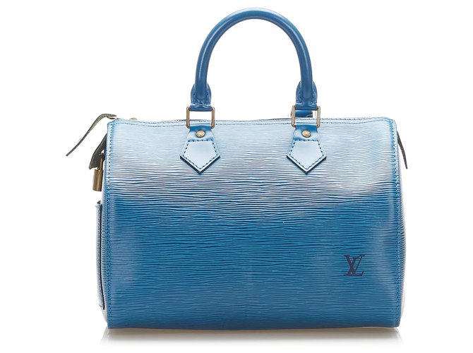 Louis Vuitton Blue Epi Speedy 25 Azul Cuero  ref.272889