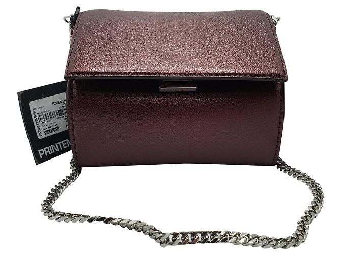 Bolso Micro Pandora Box GIVENCHY cuero burdeos iridiscente NUEVO
