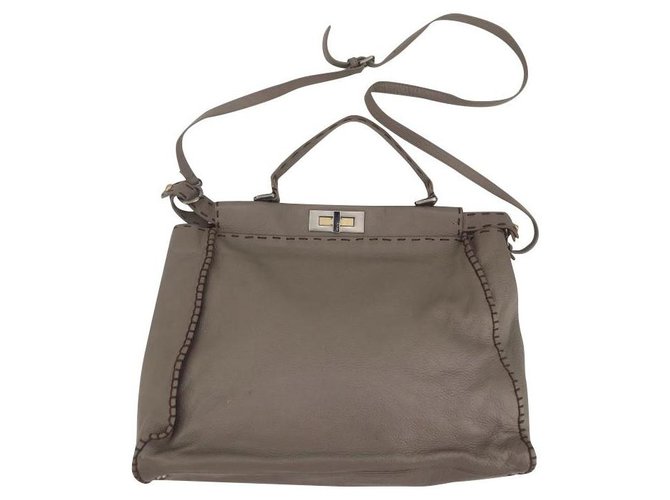 Peekaboo Fendi Handbags Khaki Leather  ref.273032