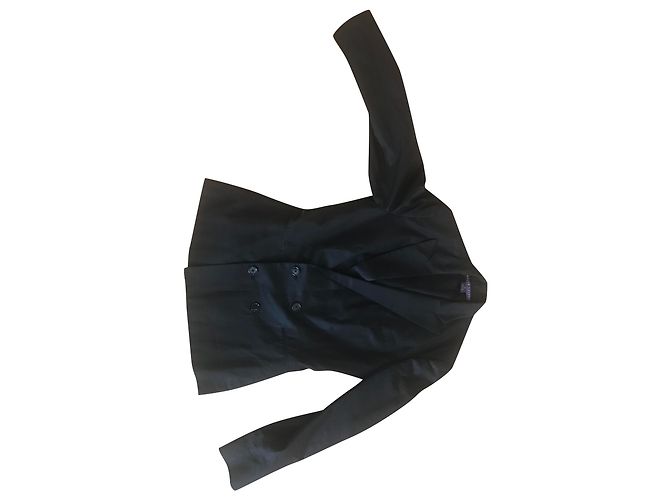 Giacca Ralph Lauren Stile Smoking in Seta Nera Nero