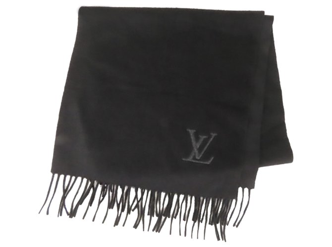 Louis Vuitton White Logomania Wool Scarf Black Silk Cloth ref