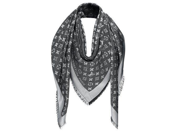 Louis Vuitton LV shawl new mono denim Black Silk  ref.273181