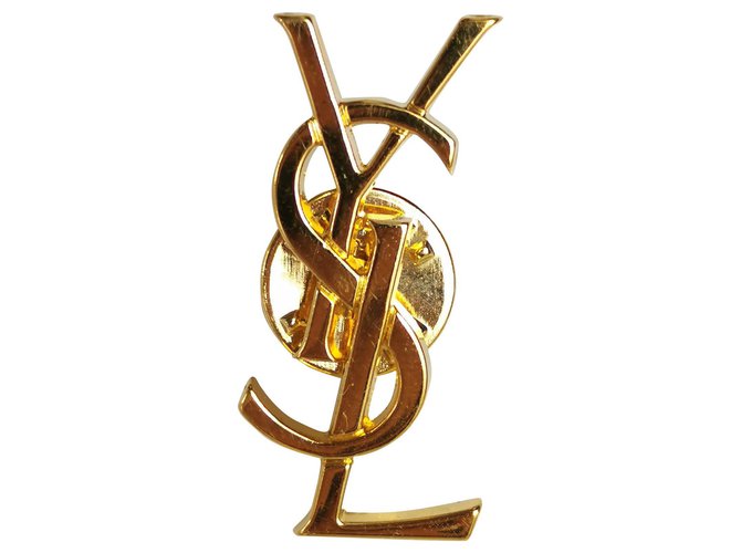 Yves Saint Laurent Pin YSL Dourado Metal  ref.273184