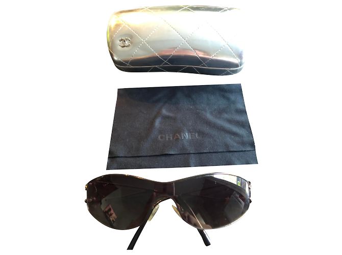 Cambon Chanel Mask Sunglasses Black Steel