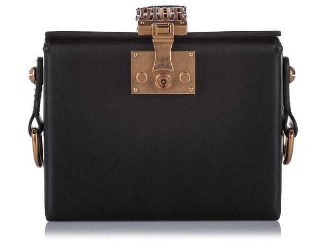 Bolsa Dior Black Small Dioraddict Lockbox Preto Couro Metal Bezerro-como bezerro  ref.273286