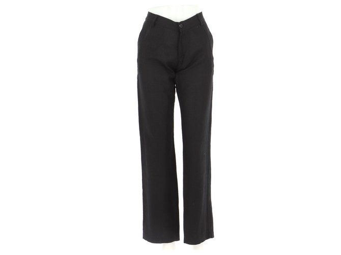 Versace Pantalones Negro Lino  ref.273291