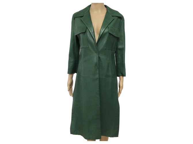 Dolce & Gabbana abrigo de cuero recortado Rosa Verde Seda  ref.273339
