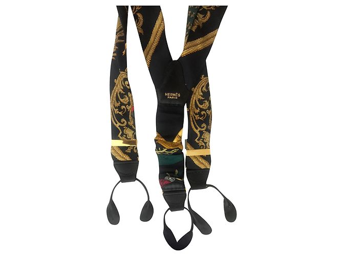 Suspensórios Hermès de seda preto