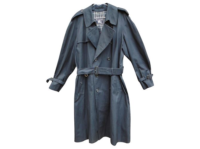 trench da uomo vintage Burberry 54 Blu navy